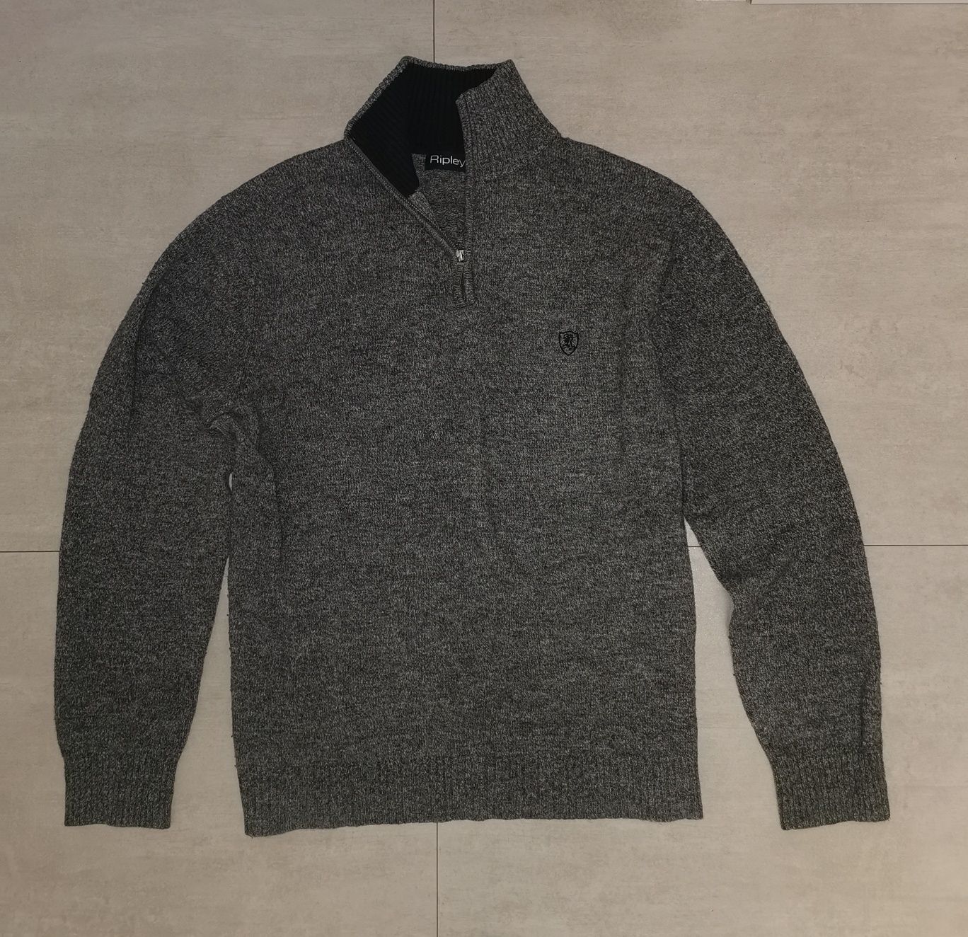 Ripley xxl lambswool szary ciepły sweter