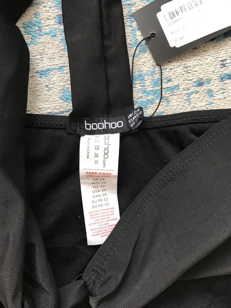 Czarny strój jednoczęściowy 50 5XL 52 6XL Boohoo