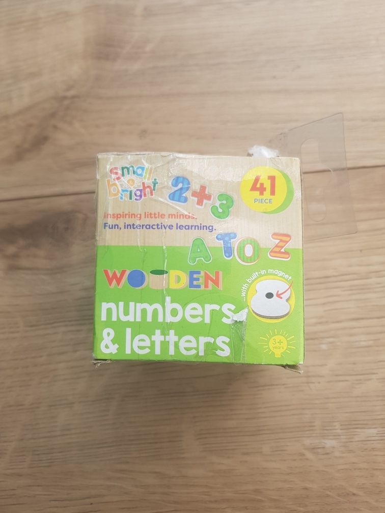 Drewniane litery i cyfry  do zabawy , nauki 41 elementów