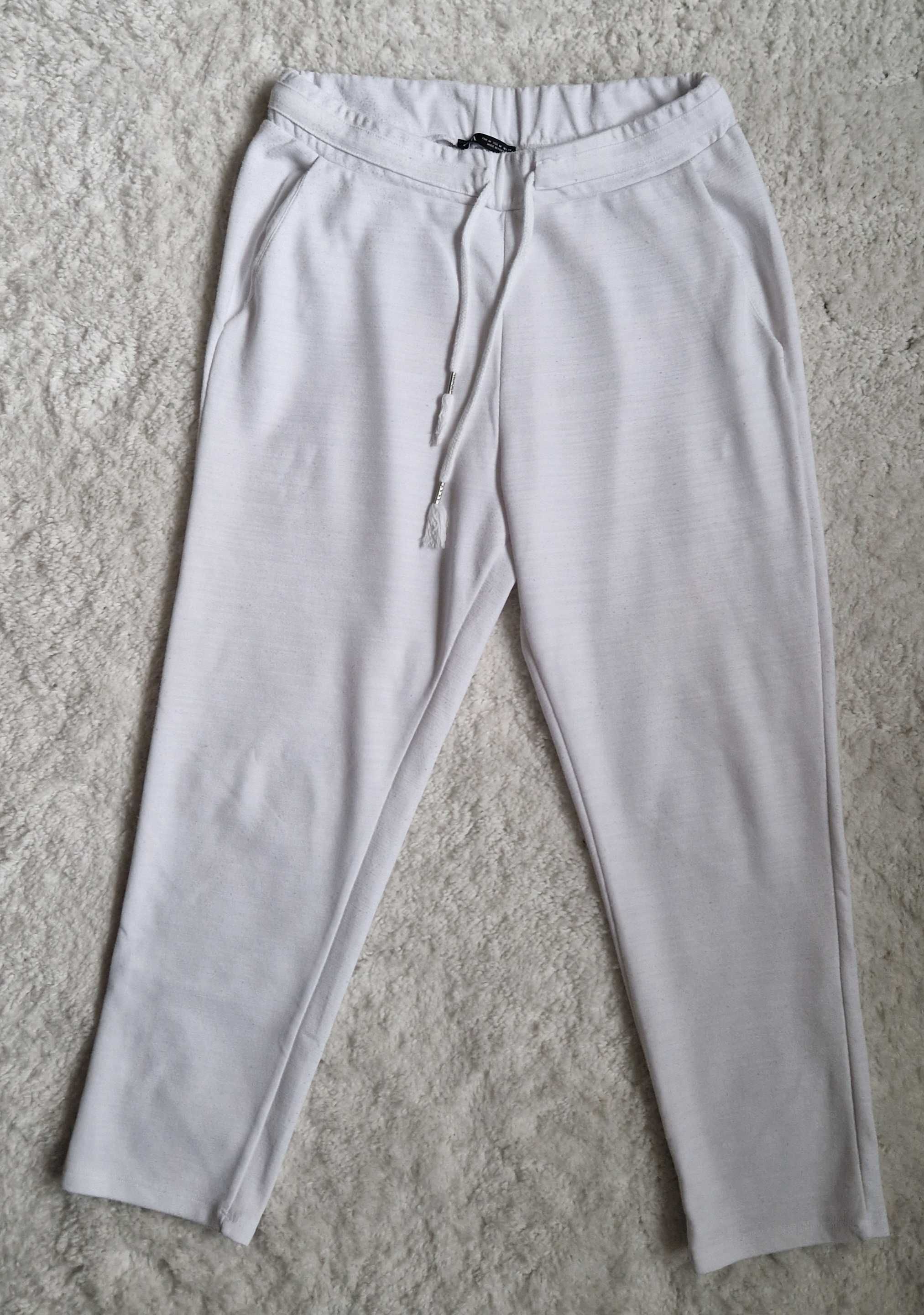 Białe luźne spodnie damskie ZARA r. M/L