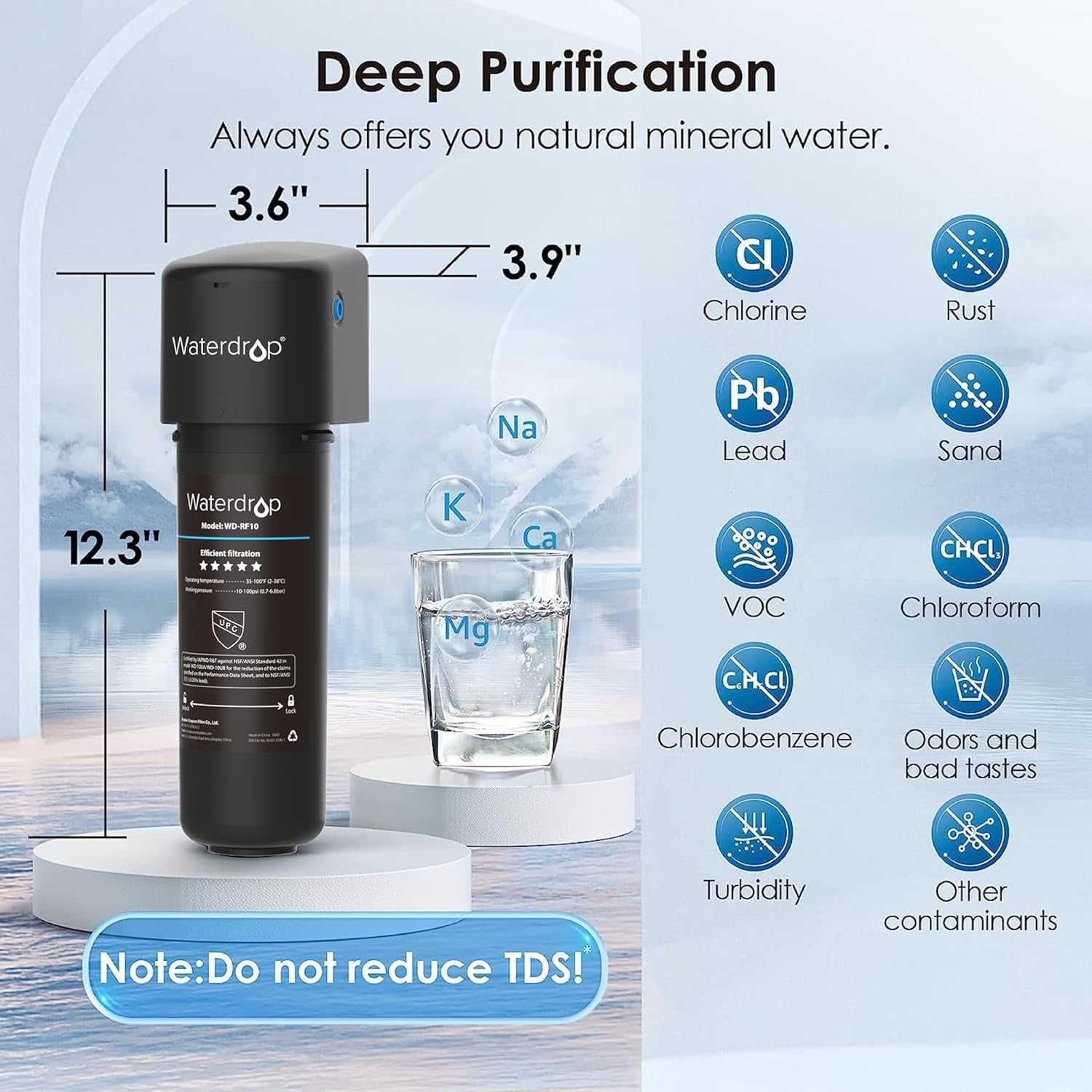 System filtrów wody Waterdrop 10UA pod zlewem redukuje PFAS, PFOA/PFOS