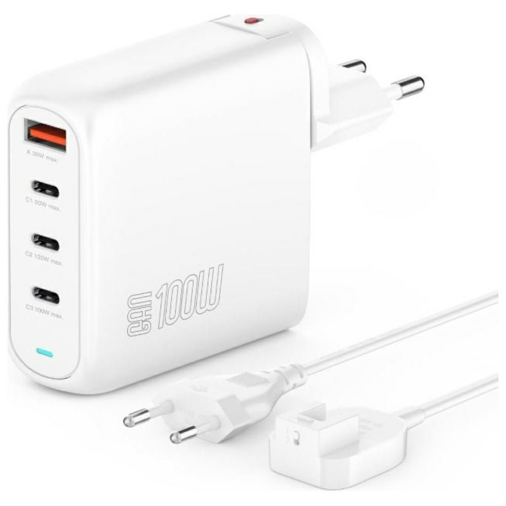 Ładowarka sieciowa 4smarts Flex Pro 100W 3xUSB-C + 1xUSB-A biały