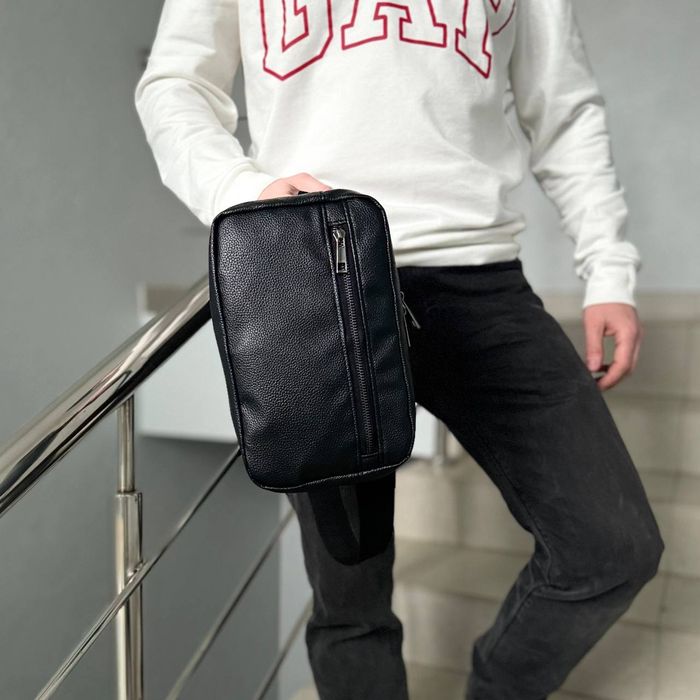 Сумка чорна через плече .Чоловіча барсетка,бананка