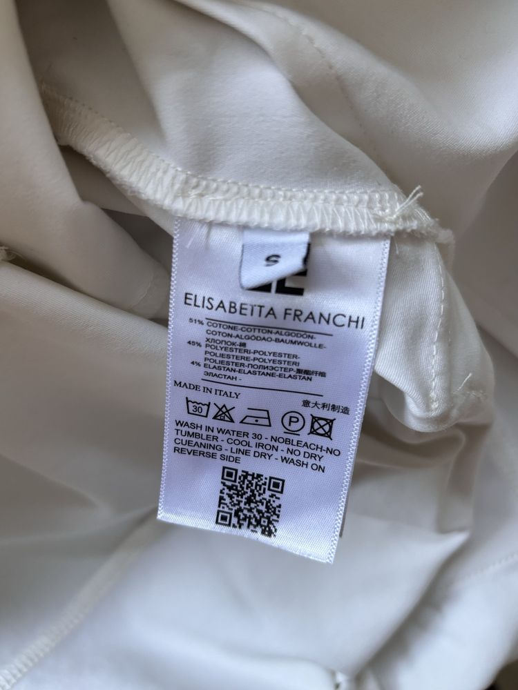 Elisabetta Franchi ecru kremowa sukienka marynarkowa 36 S dwurzedowa