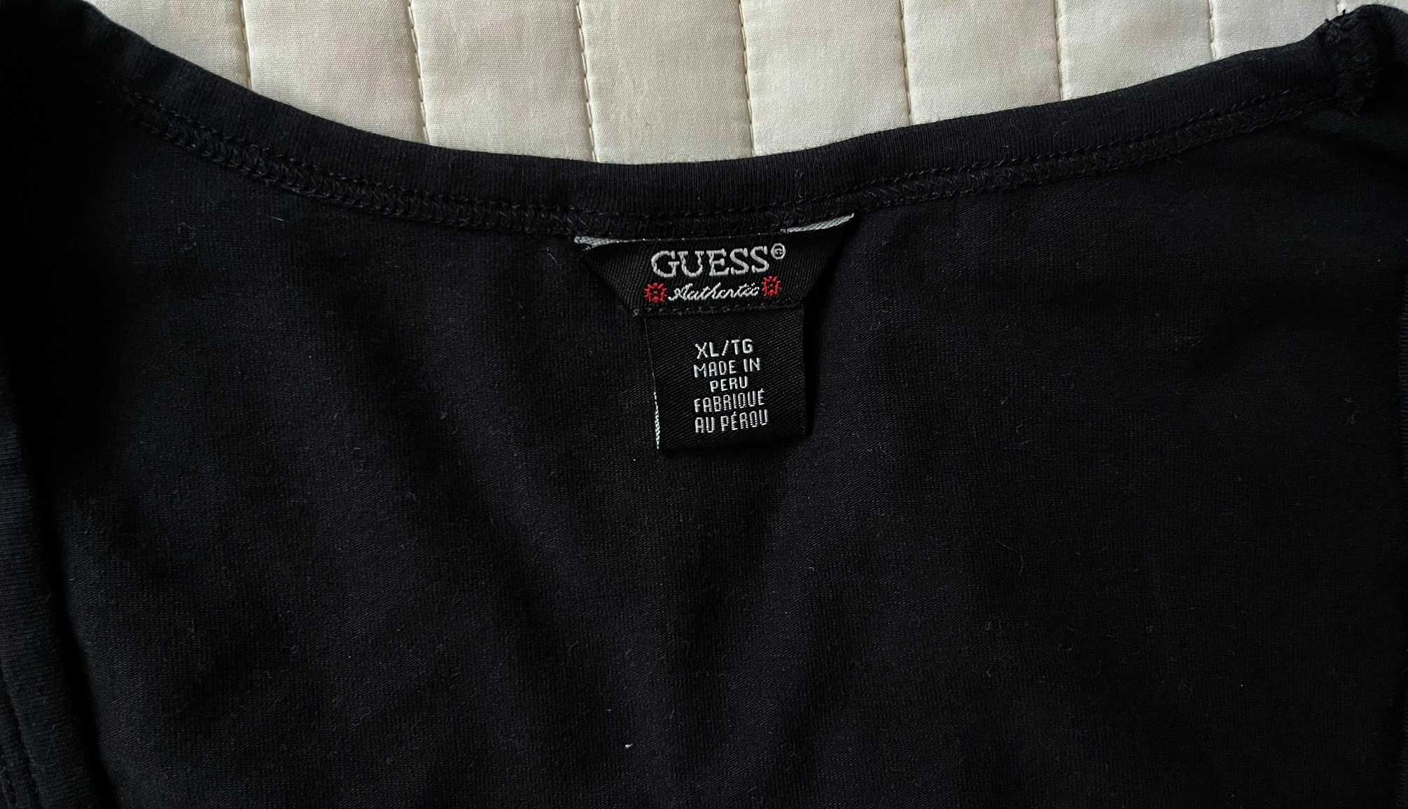 Guess bluzka czarna roz XL 42 14 bluzka z krótkim rękawem złoty napis
