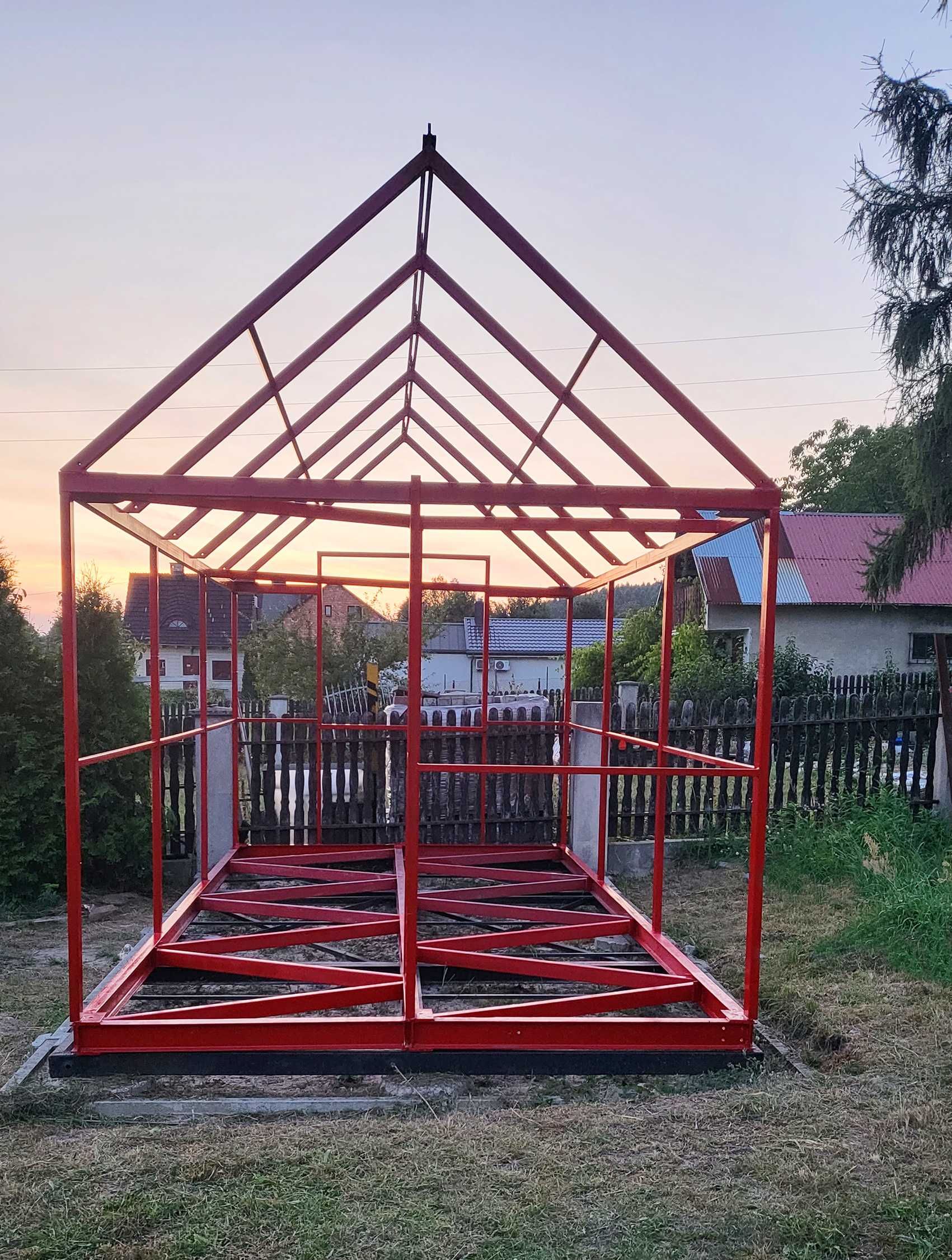 Konstrukcja stalowa szkielet domku , altany, biura