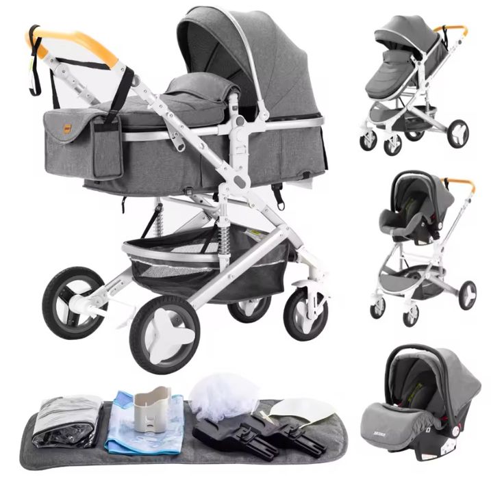 Carrinho de bebé 3 em 1 novo - cinza