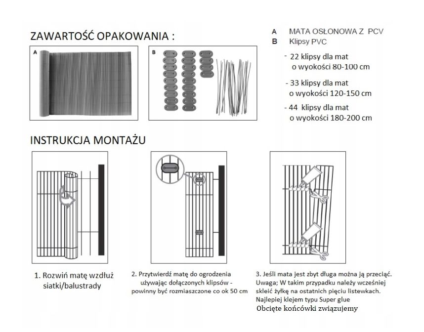 Dwustronna Mata Pcv, Balkonowa 0,9X3M, Bambus