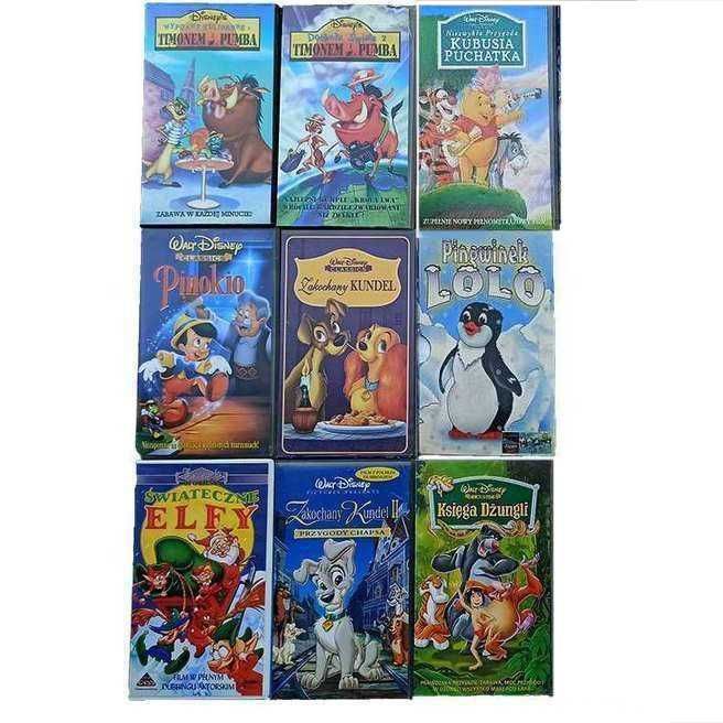 Komplet kaset VHS, bajki Disneya, oryginalne