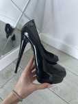 Szpilki oryginalne obcas Philipp Plein czarne lakierowane 38 24cm