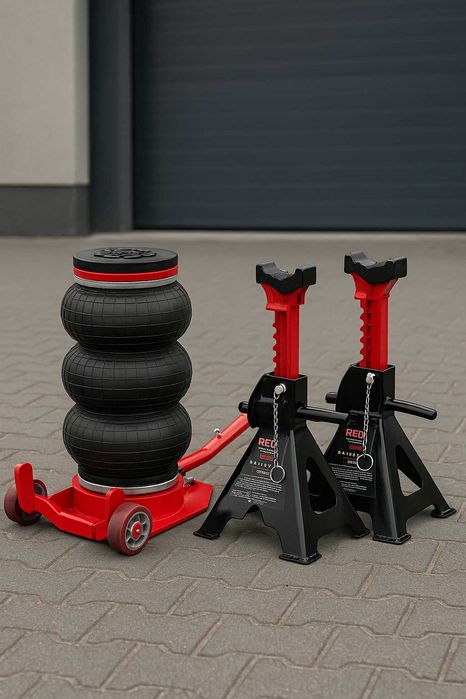 Zestaw Podnośnik pneumatyczny 2,5T + kobyłki 3T Lewarek Bałwanek