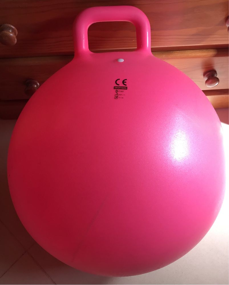 Bola Saltitona Resistente Ginástica 60 cm Criança Rosa