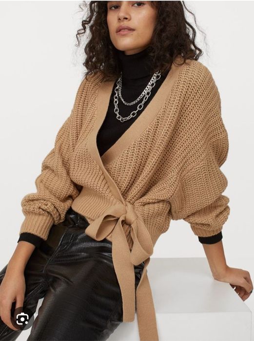 Стильний кардиган на запах кофта з поясом акрил