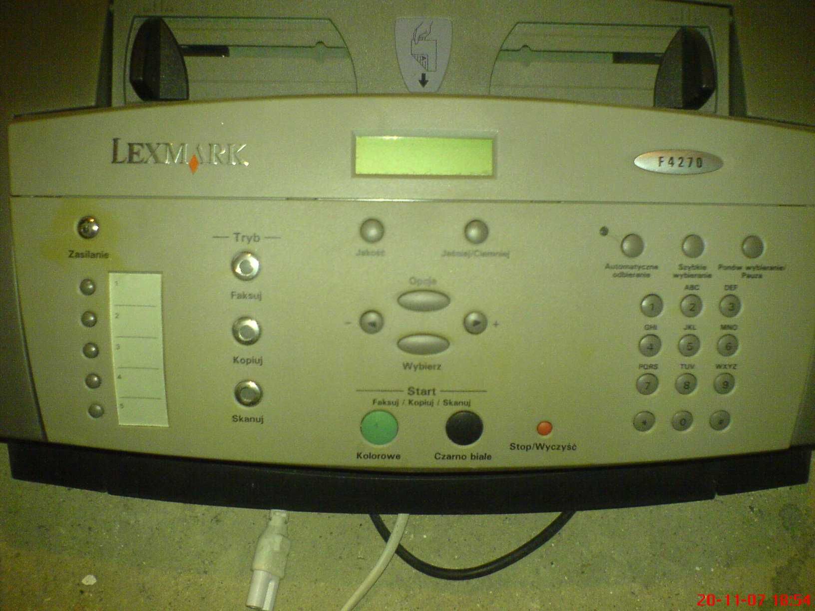 URZĄDZENIE WIELOFUNKCYJNE DrukKopSkanTelFax Lexmark F4270 st techn. ??