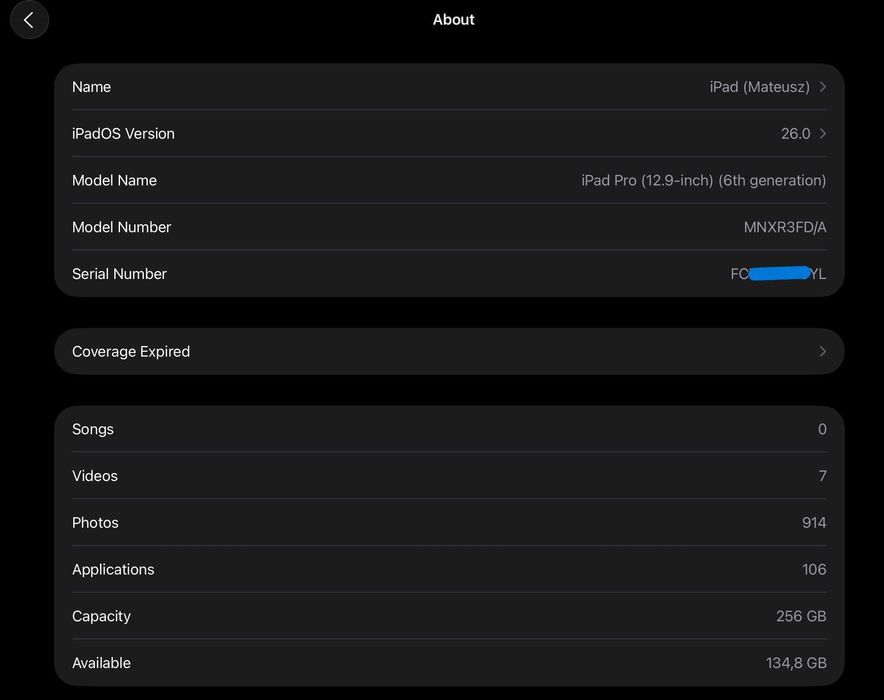 Apple iPad Pro 12.9” (6th gen, M2) 256 GB Wi-Fi