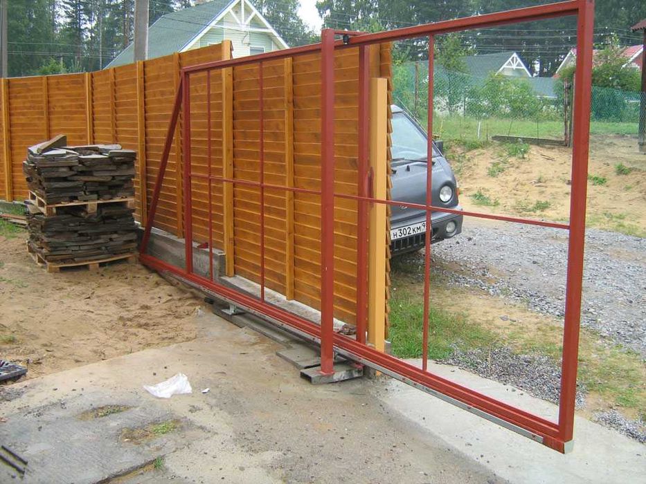 Ворота, відкатні ворота, т-профіль, Звари Сам, каркас воріт