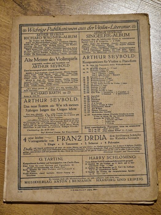 Zapis nutowy skrzypce Arthur Seybold Lipsk