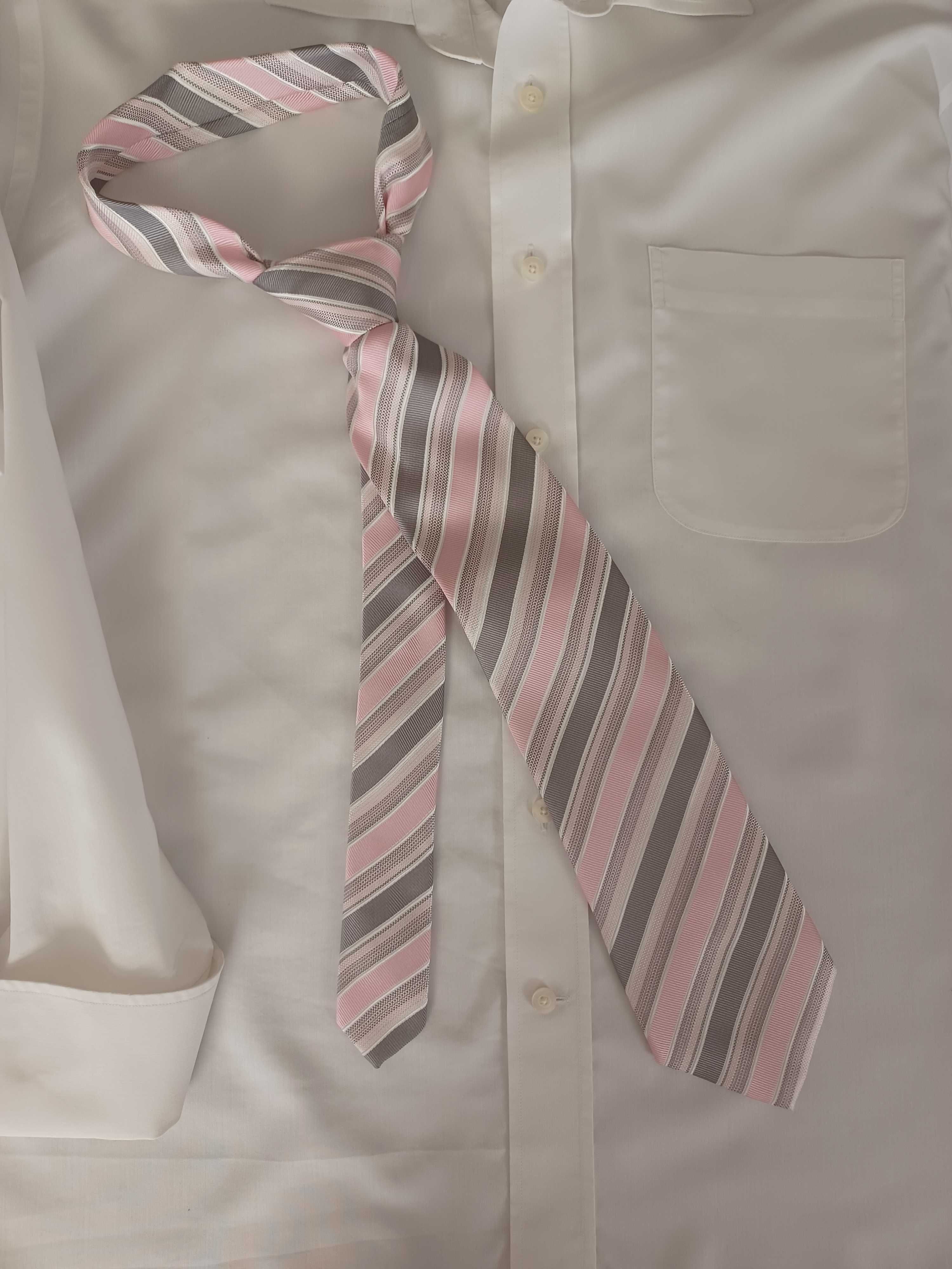 Piękny krawat w pastelowych kolorach, jak nowy, Roberto Fino