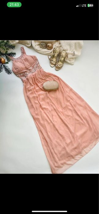 Sukienka dluga cekiny maxi z diamentami