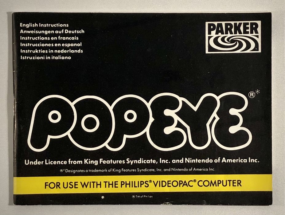 Gra wideo POPEYE na konsolę Philips Videopac komplet BOX retro arcade