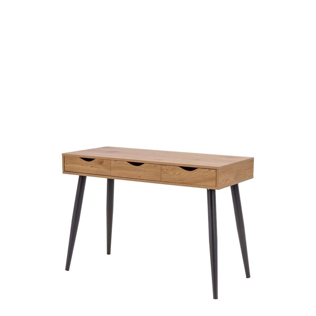 Biurko Exeter trzy szuflady toaletka dąb/czarne LOFT