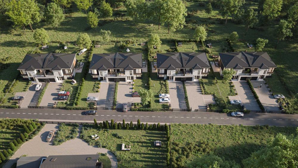 Domy z furtką do lasu – bliźniaki 140 m², działki 600–700 m²