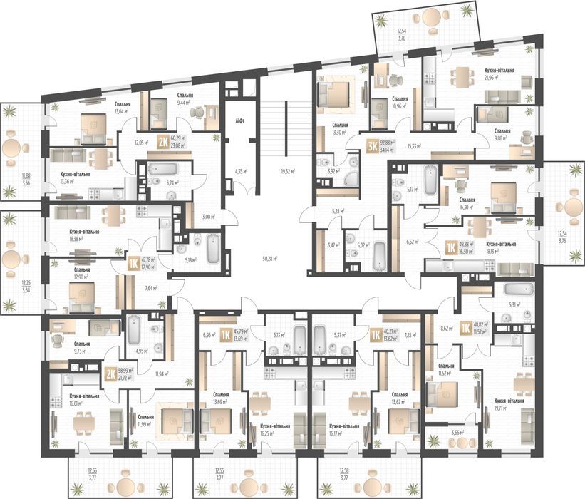 Продаж 1 кім. квартири SOUL PARK вул П. Орлика 48.82 кв.м