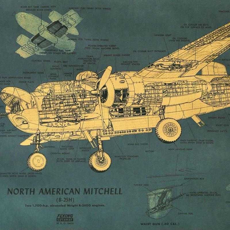 Plakat Samolot North American B-25 Mitchell Bombowiec Wojna 50,5x35cm