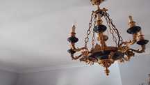 Candeeiro metal e dourado Sec.XX Larg. 70 cm