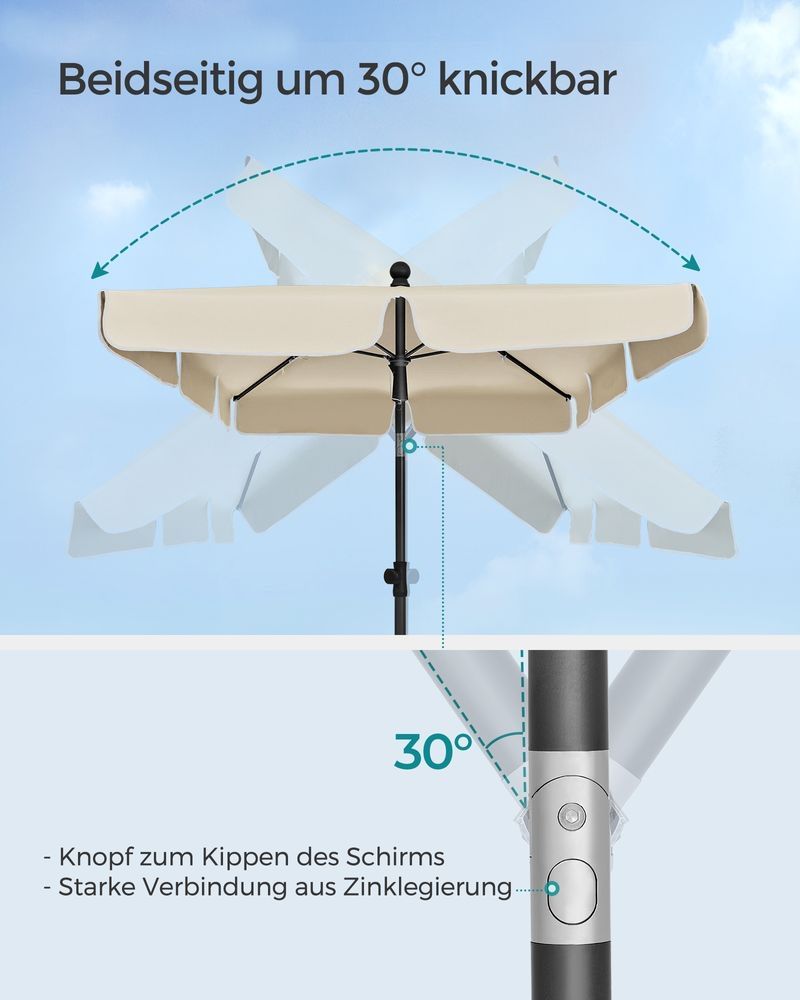 Nowe! Parasol 230 x 150 cm składany i z regulacją wysokości KOD 350