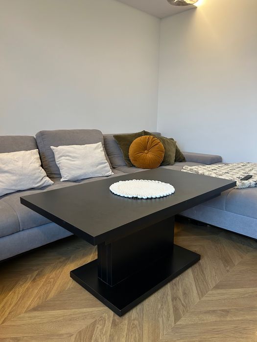 Ławostół czarny rozkładany, regulowany, Agata Meble