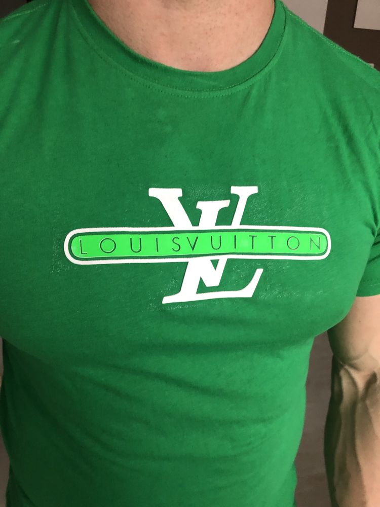 Męski t -shirt louis vuitton zielony S 100 % bawelna oryginalna LV