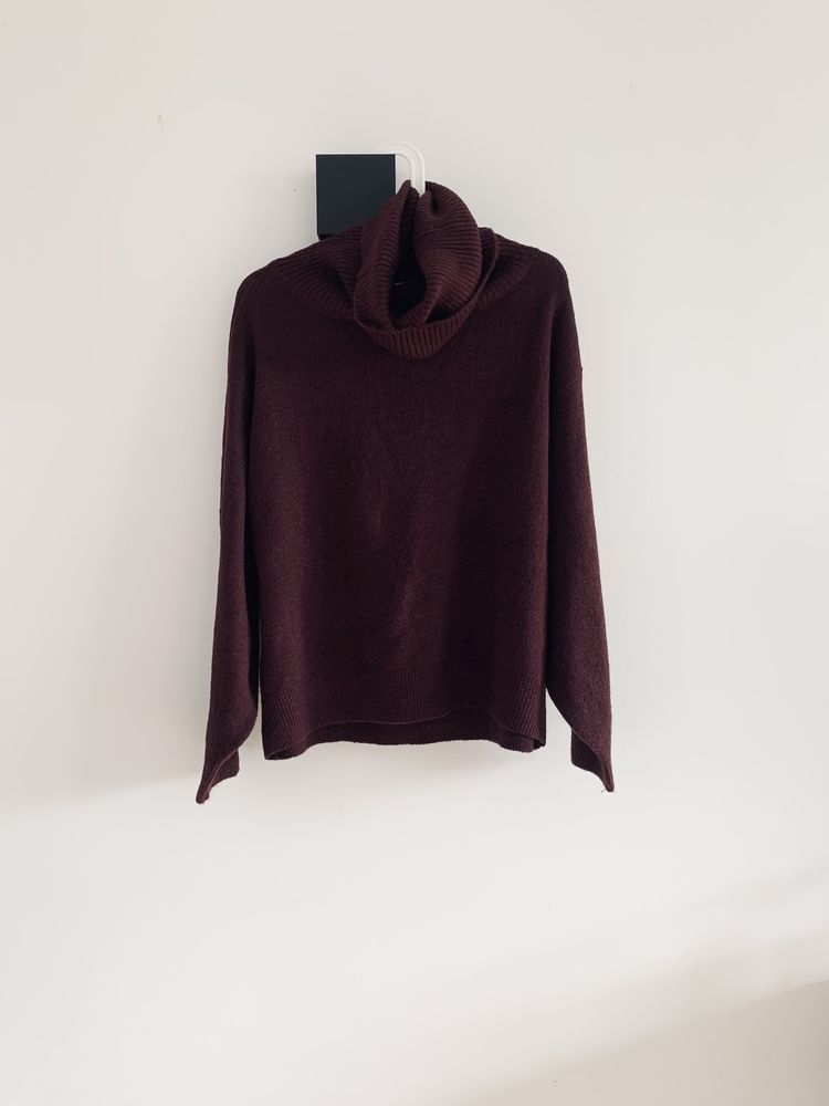 Sweter golf burgundowy bordowy H&M