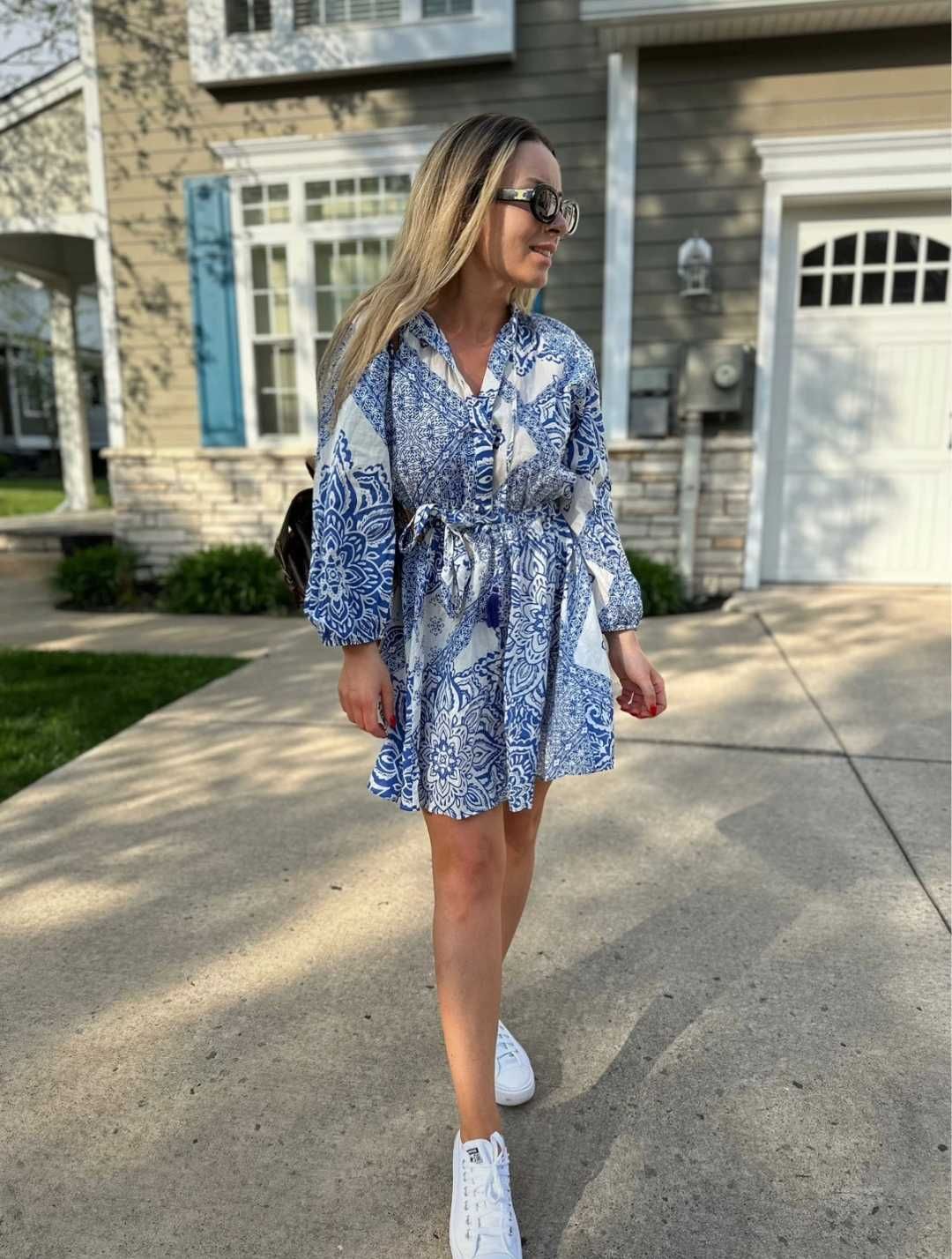 Zara sukienka tunika bawełniana Boho hippie L