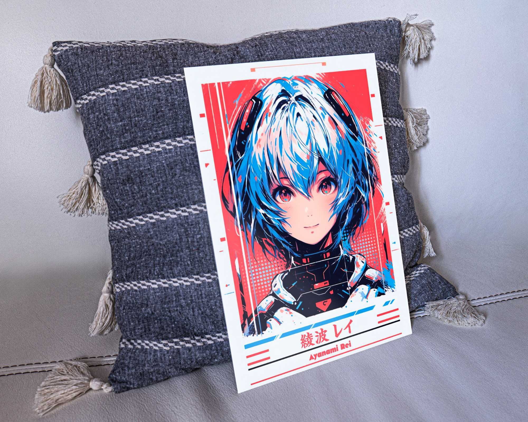 Anime Plakat na Metalu Evangelion Ayanami Rei A3 Prezent Otaku Manga