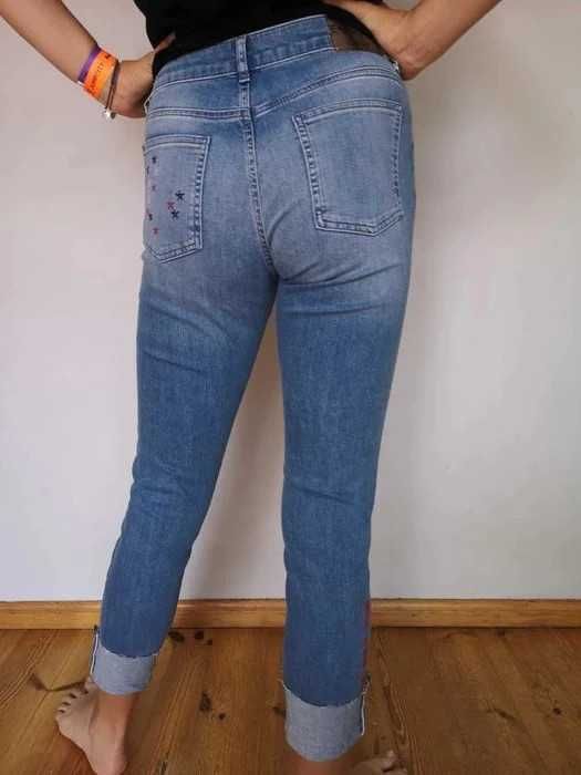 Spodnie Jeansy dźinsy skinny Desigual hafty nowe xs/s extra #bawełna