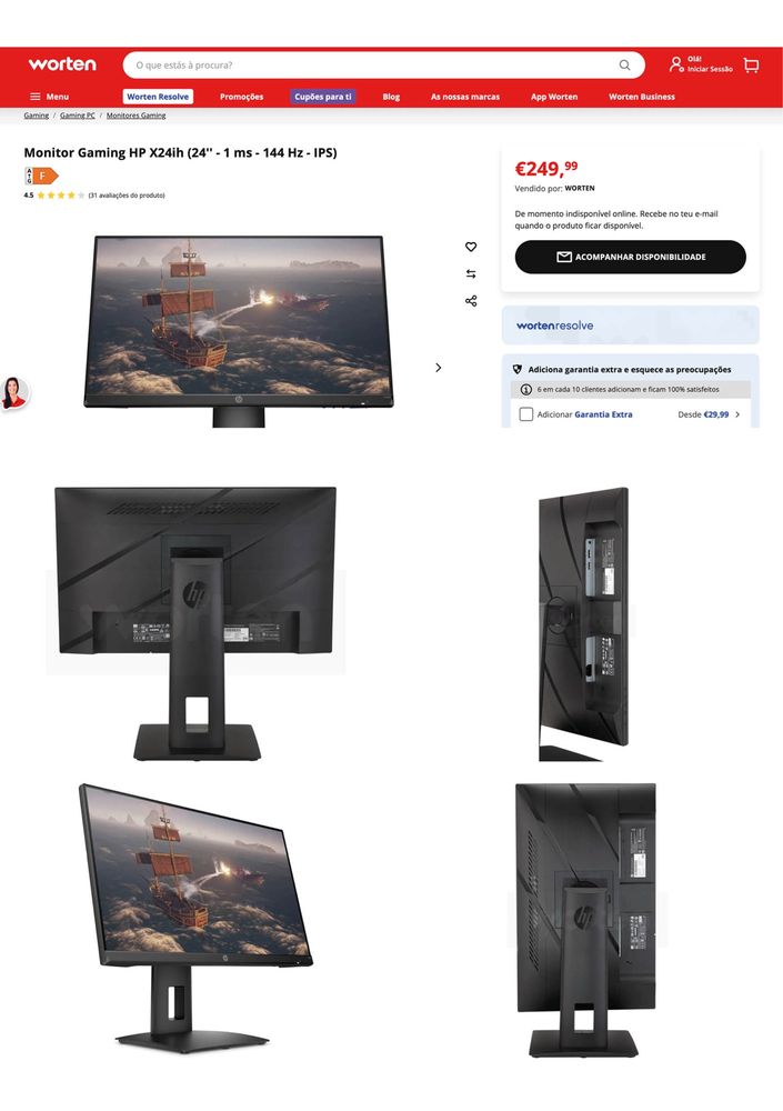 Monitor HP X24ih Gaming