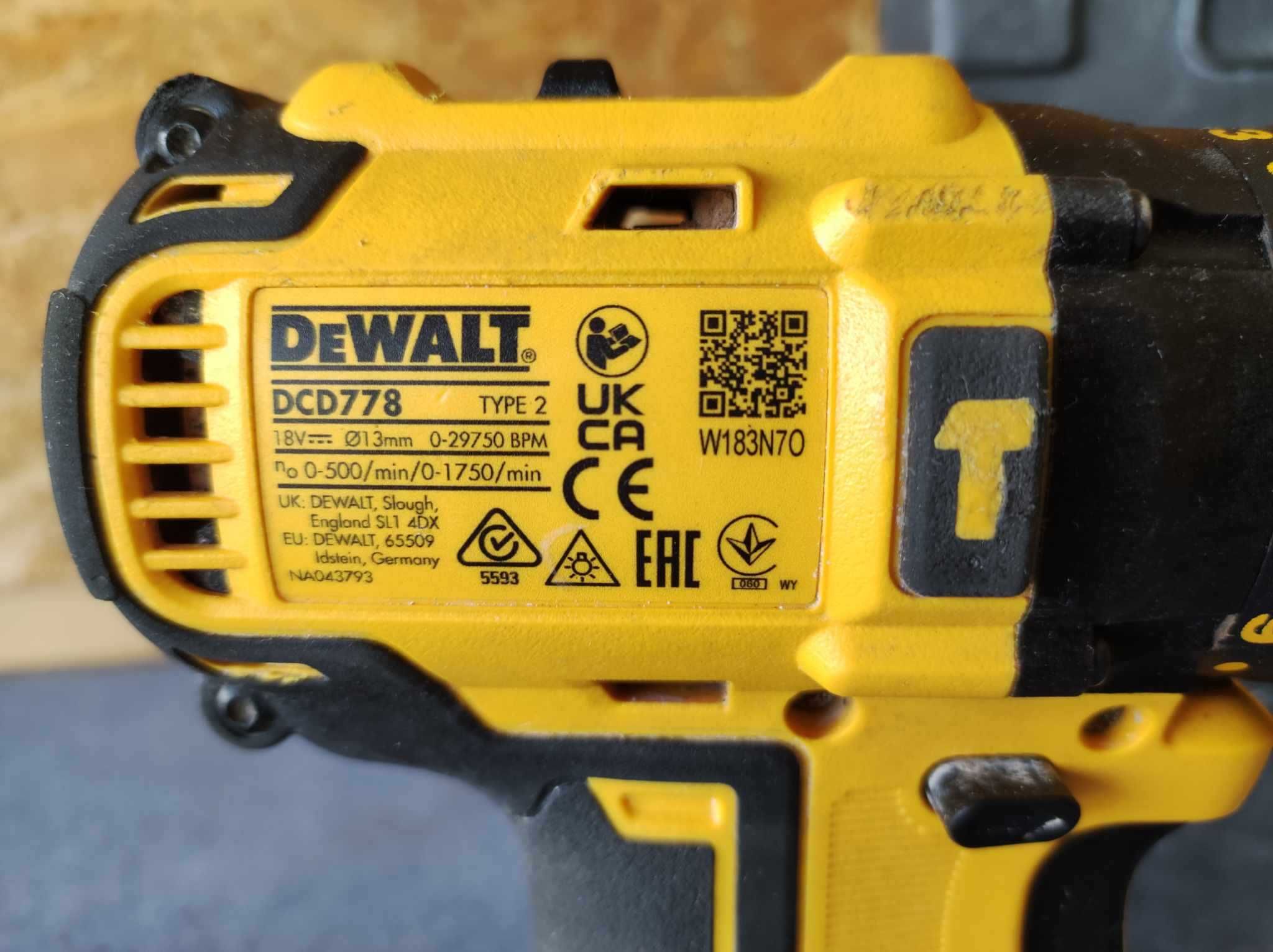 DeWalt wkrętarka 4Ah ZESTAW JAK NOWY akumulatorowa udarowa 18V DCD778