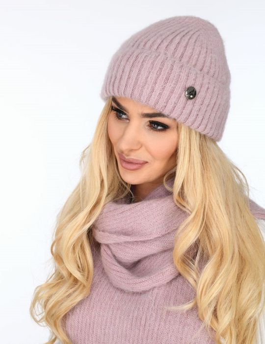 Komplet czapka z szalem moherowy