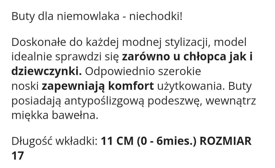 Buty dla niemowlaka (0-6 miesięcy) niechodki