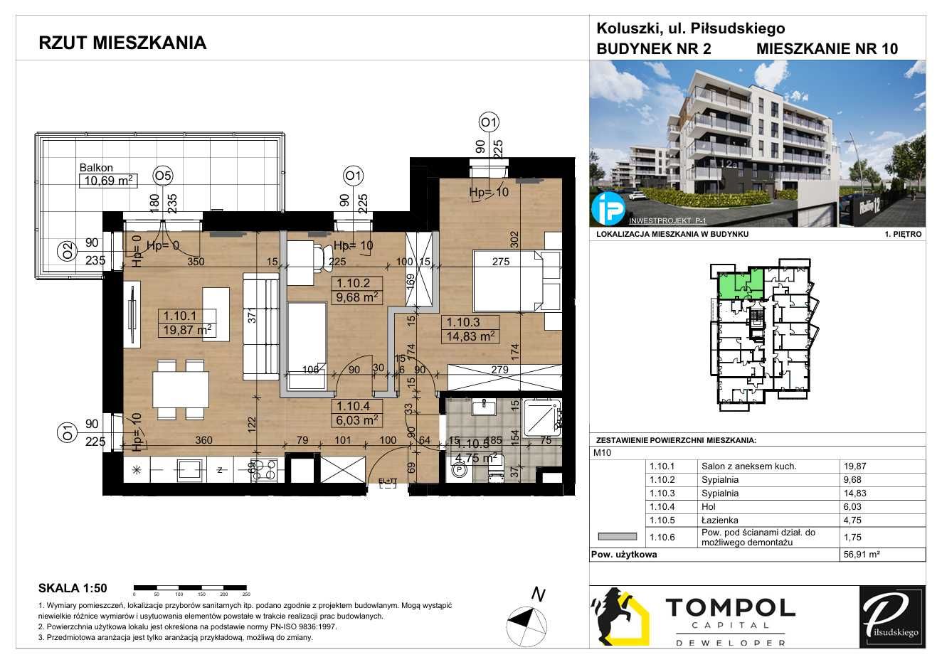 Osiedle Piłsudskiego II ETAP Koluszki nowe mieszkanie 55,16 m²