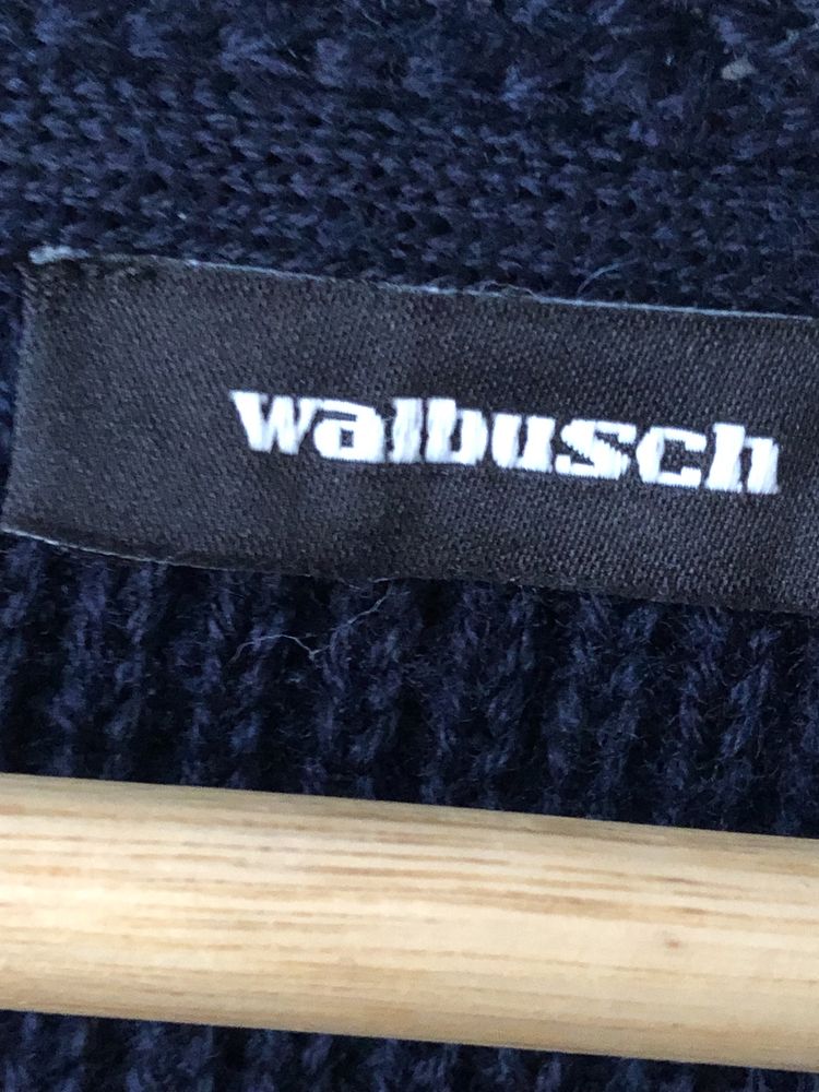 Granatowy gruby ciepły sweter 50% wełny 50|52