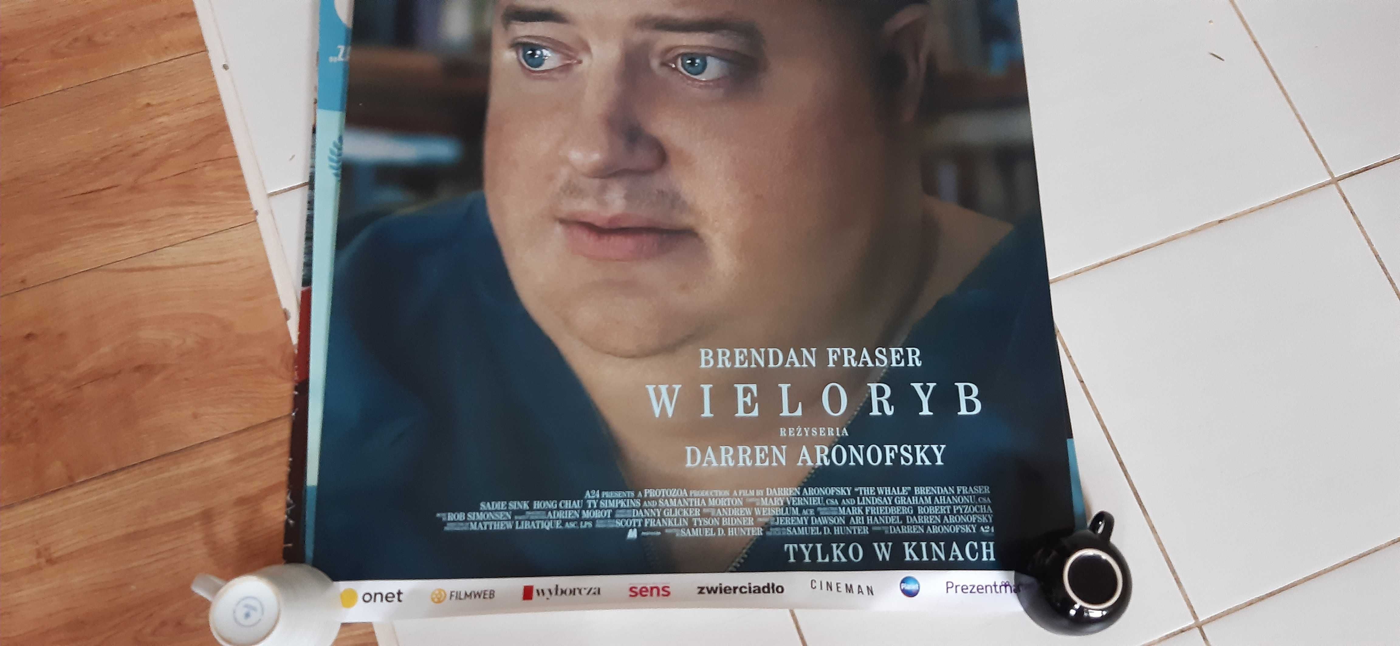 brendan fraser, stary plakat kinowy z filmu wieloryb