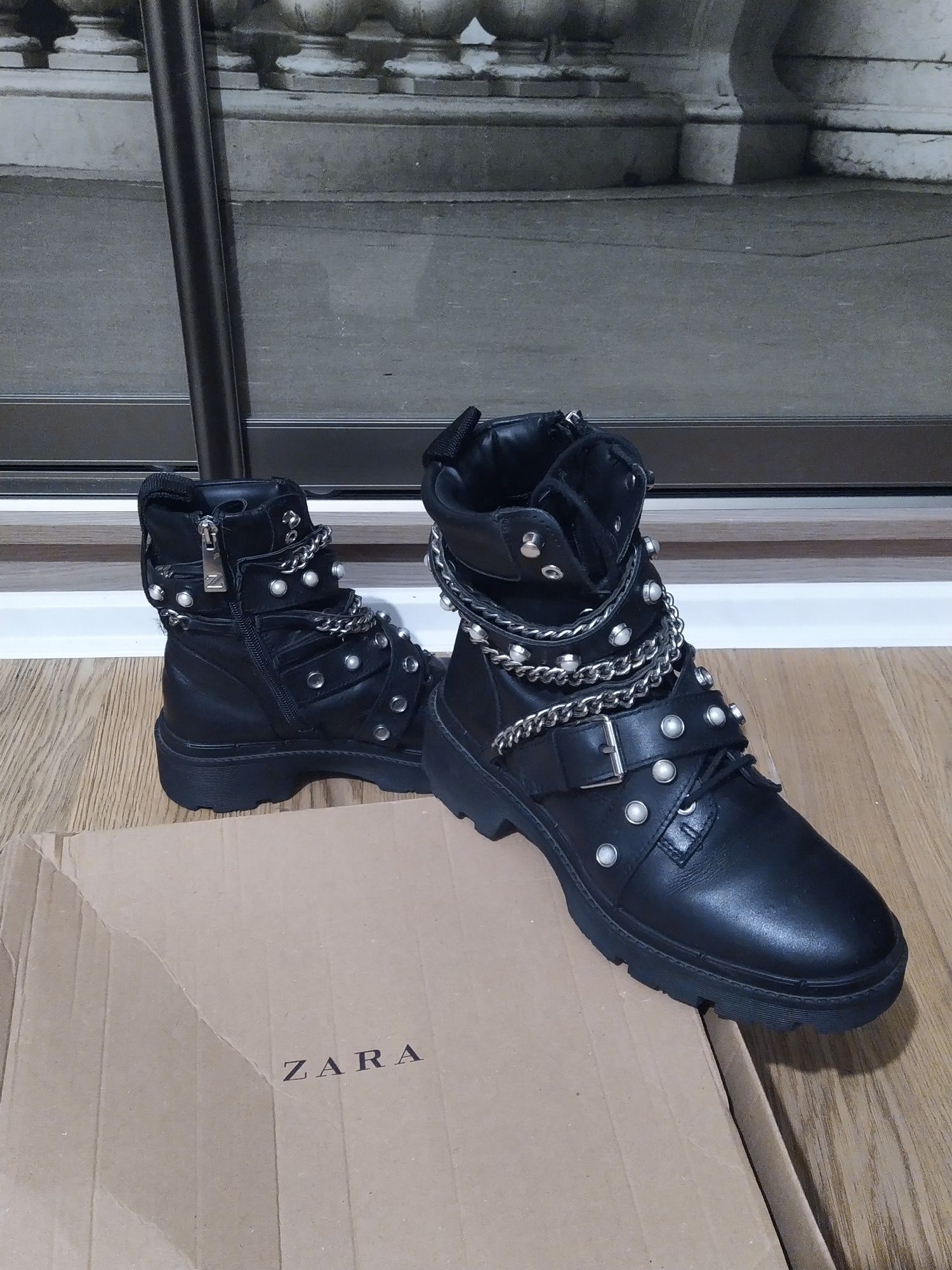 Ботинки кожаные. Сапоги. Берцы. Ботильоны.Натуральная кожа. Zara. Зара