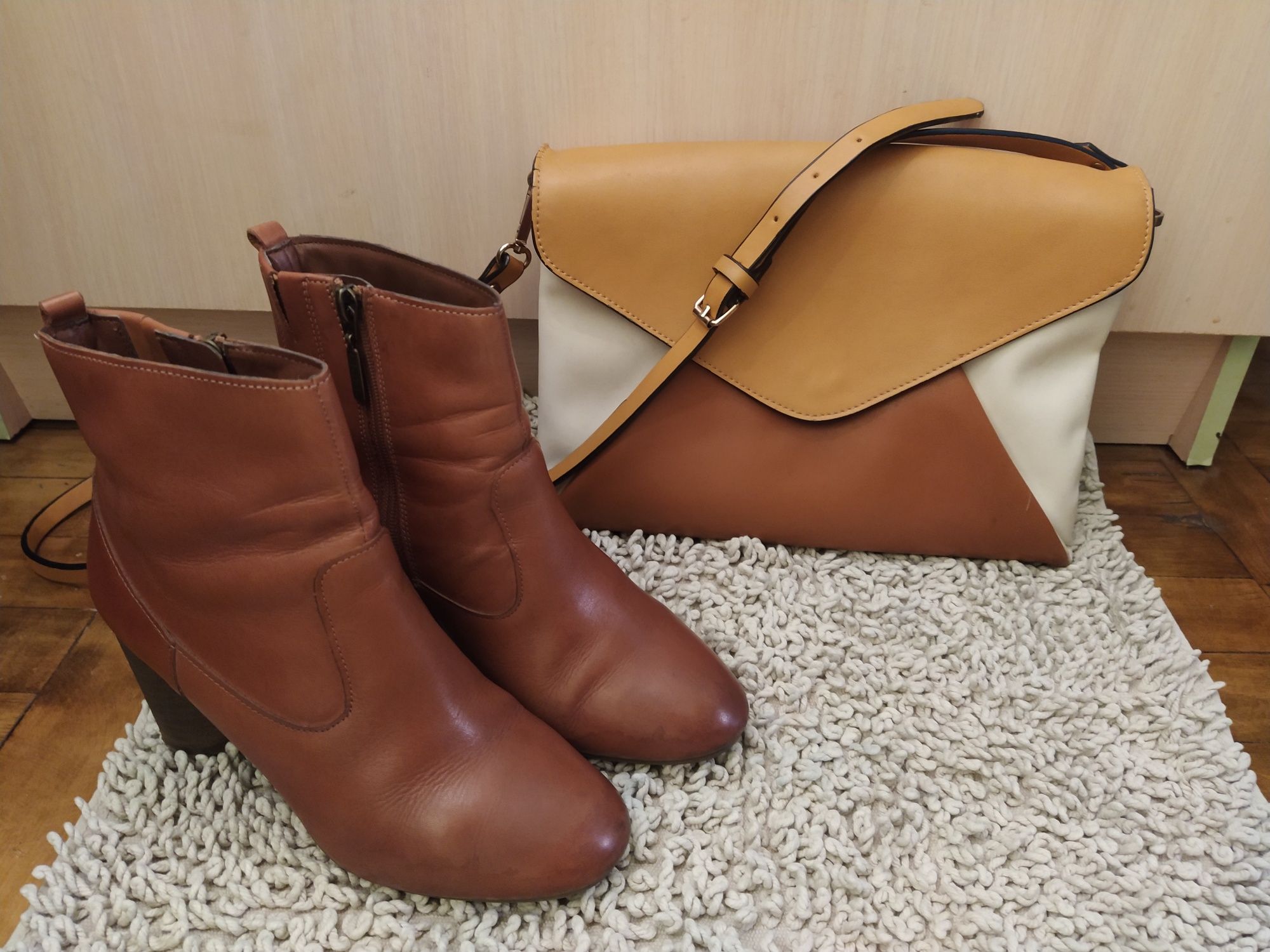 Ботинки демисезонные КОЖА и сумка Zara в комплекте