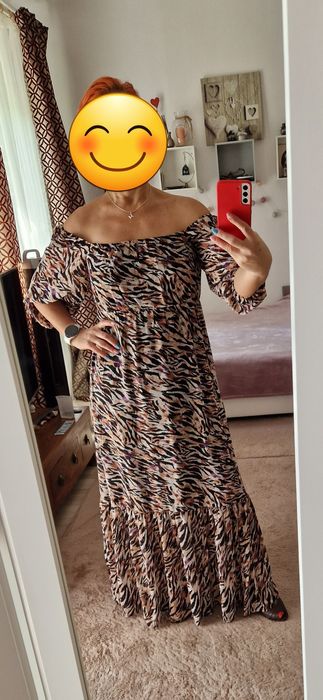 Długa wzorzysta sukienka hiszpanka wesele impreza Monnari  38 40