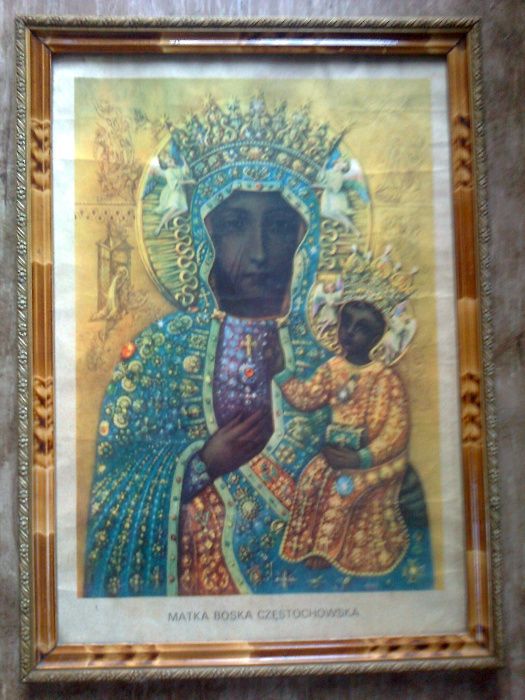 obraz stary duzy przepiekny Matka Boska Czestochowska unikat starocie