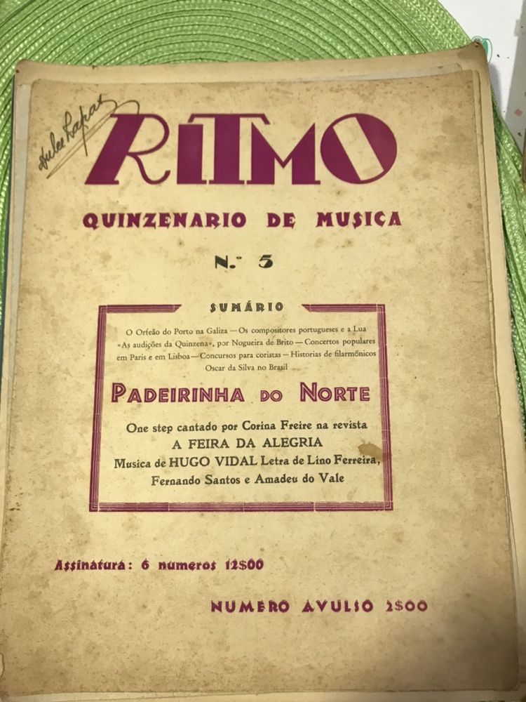 Pecas raras pauta de musicas anos  30/30/40