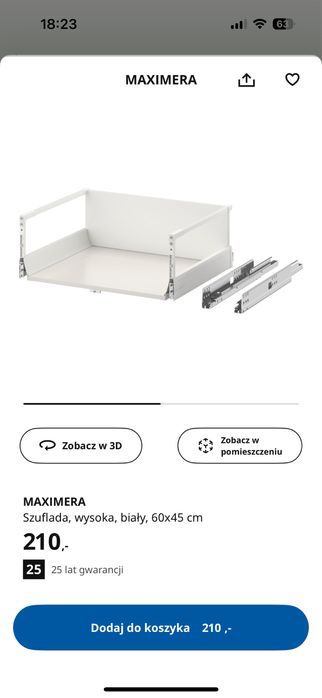 Szuflada biała MAXIMERA Ikea