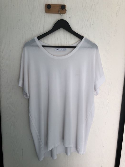 Biala wiskoza bluzka damska oversaiz zara uniwersalna idealna na lato